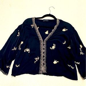 ZARA Floral Embroidered Blouse